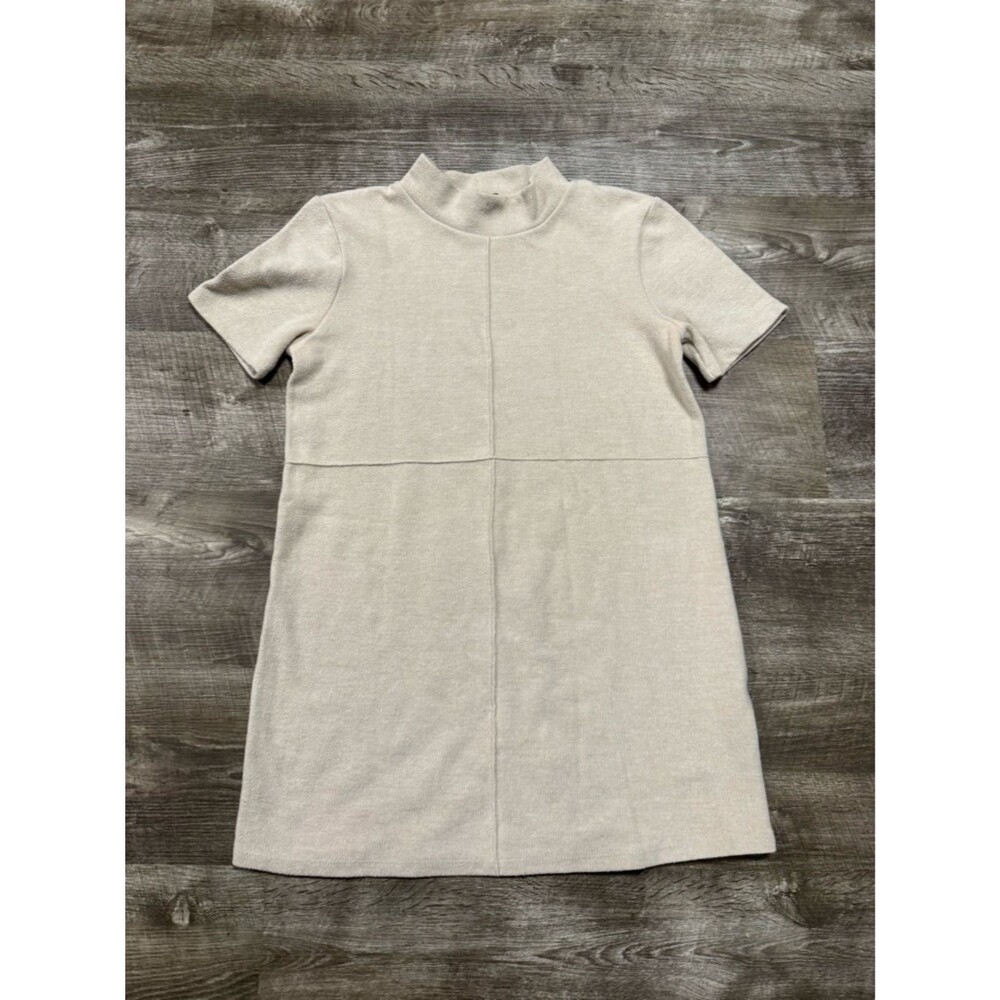Zara Mock Neck Short Sleeve Sweater Mini Dress Size Large